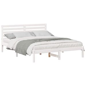 vidaXL Bedframe met hoofdeinde Wit 150 x 200 cm Massief grenenhout