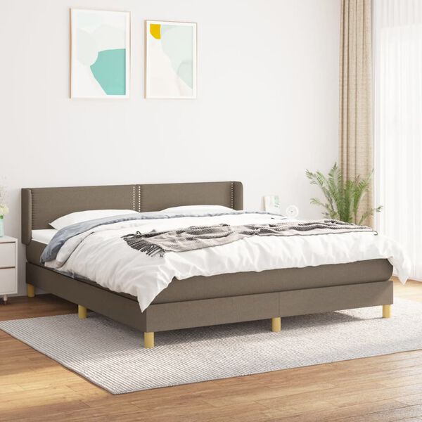 vidaXL Boxspring met matras stof taupe 180x200 cm