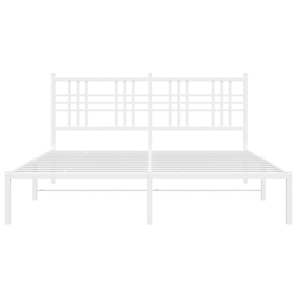 vidaXL Bedframe met hoofdbord metaal wit 160x200 cm