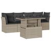 vidaXL 5-delige Loungeset met kussens poly rattan lichtgrijs