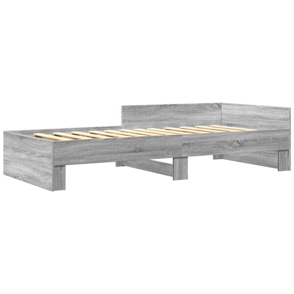 vidaXL Bedframe bewerkt hout grijs sonoma eikenkleurig 75x190 cm