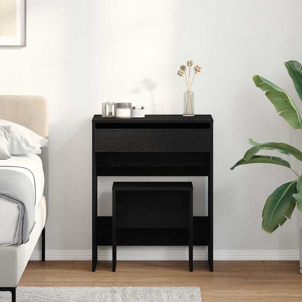 vidaXL Kaptafel met lade Zwart eiken 60 x 40 x 75 cm Bewerkt hout