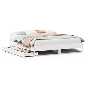 vidaXL Bedframe zonder matras massief grenenhout wit 200x200 cm