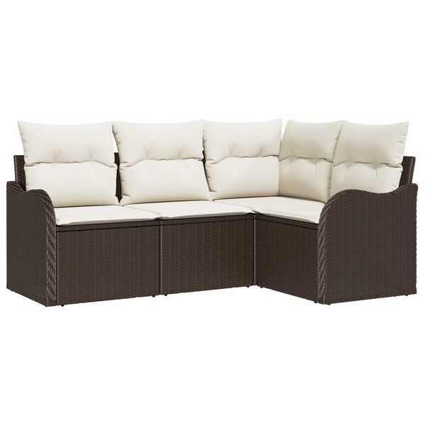 vidaXL Tuin Sofa Set met opslag 4 pcs Bruin poly rattan