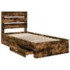 vidaXL Bedframe met lade Gerookt eiken 90 x 190 cm Bewerkt hout
