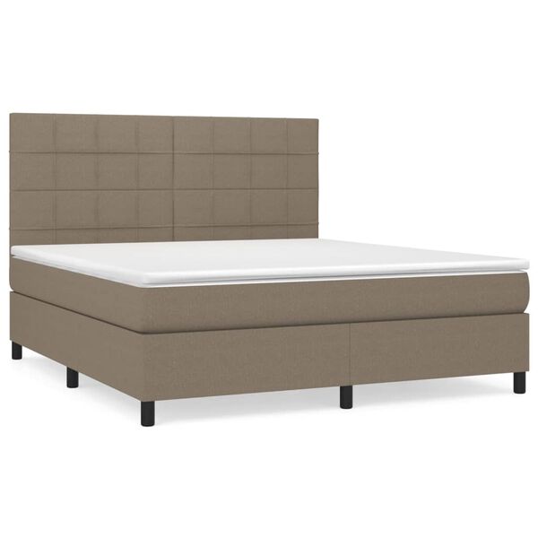 vidaXL Boxspring met matras stof taupe 160x200 cm