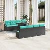 vidaXL Tuin Sofa Set met kussen 7 pcs Zwart en blauw poly rattan