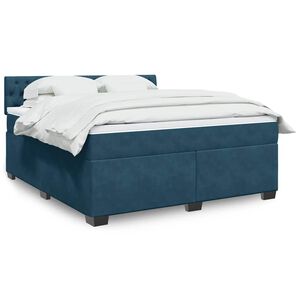 vidaXL Boxspring met matras fluweel blauw 180x200 cm