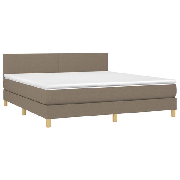 vidaXL Boxspring met matras en LED stof taupe 160x200 cm