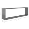 vidaXL Wandschap kubus 2 st 100x15x30 cm bewerkt hout hoogglans grijs