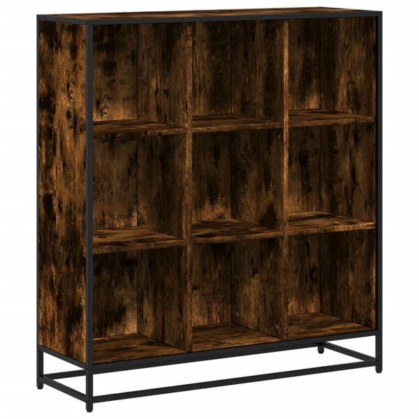 vidaXL Boekenkast 97,5x33x107,5 cm hout en metaal gerookt eikenkleurig