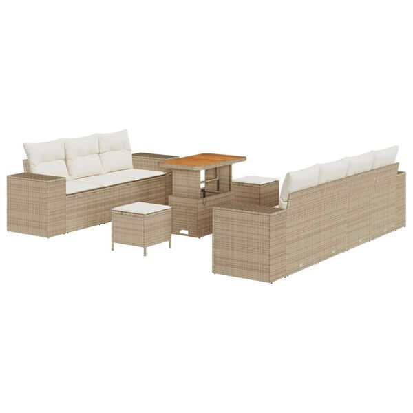vidaXL Tuin Sofa Set met kussen 10 pcs Beige poly rattan
