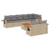 vidaXL 9-delige Loungeset met kussens poly rattan beige