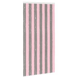 vidaXL Insecten Gordijn Chenille Zilvergrijs en Roze 100 x 200 cm