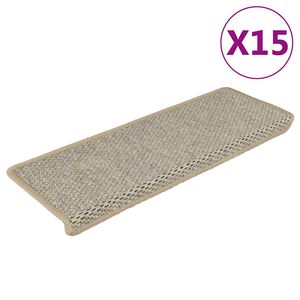 vidaXL Trapmatten zelfklevend 15 st sisal-look 65x21x4 cm lichtgroen