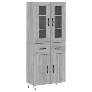 vidaXL Hoge kast 69,5x34x180 cm bewerkt hout grijs sonoma eikenkleurig