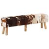 vidaXL Bankje 160x28x50 cm echt geitenleer bruin en wit
