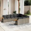 vidaXL 10-delige Loungeset met kussens poly rattan grijs