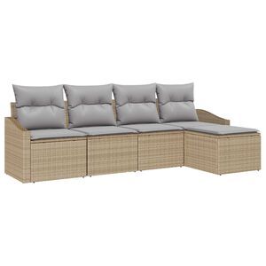 vidaXL Bankstel met kussen 5 pcs Beige en Licht Grijs poly rattan