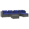 vidaXL 6-delige Loungeset met kussens poly rattan grijs