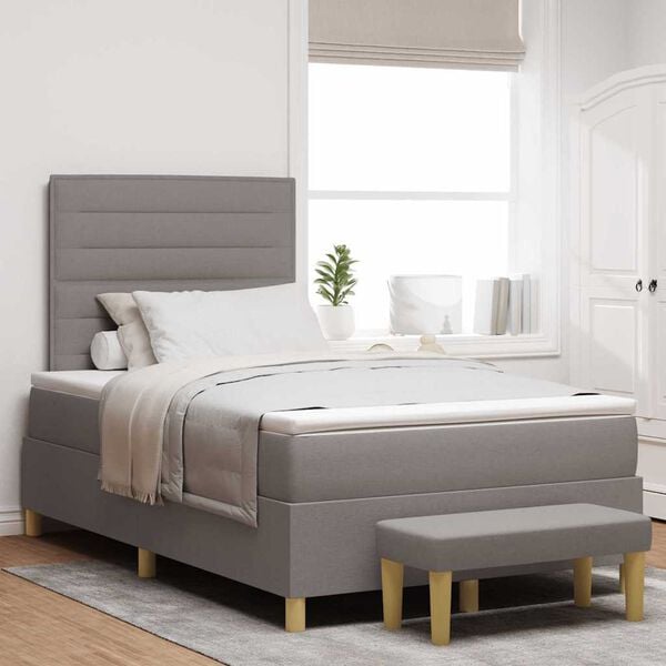 vidaXL Boxspring bed met matras met hoofdeinde Taupe 120 x 190 cm Stof
