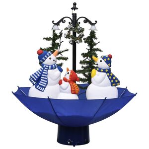 vidaXL Kerstboom sneeuwend met paraplubasis 75 cm PVC blauw