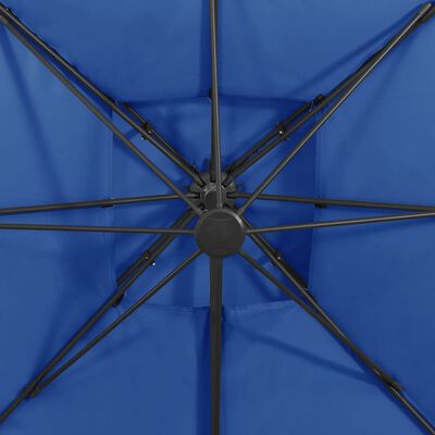 vidaXL Zweefparasol met dubbel dak 300x300 cm azuurblauw
