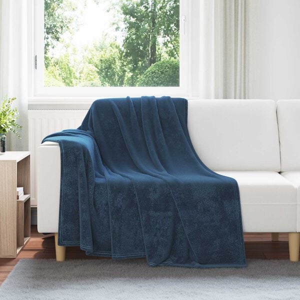 vidaXL Gooi Deken Marineblauw 150 x 200 cm Fleece