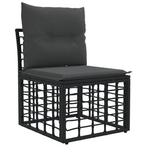 vidaXL Modulaire Outdoor Armloze Sofa Eenheid Zwart poly rattan
