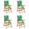 vidaXL Verstelbare klapstoelen, 4 stuks, groene stof en massief hout.