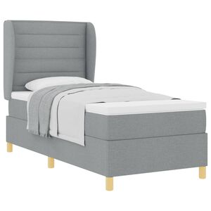 vidaXL Boxspringbed met Matras Donkergrijs 90x190 cm Lichtgrijs Stof