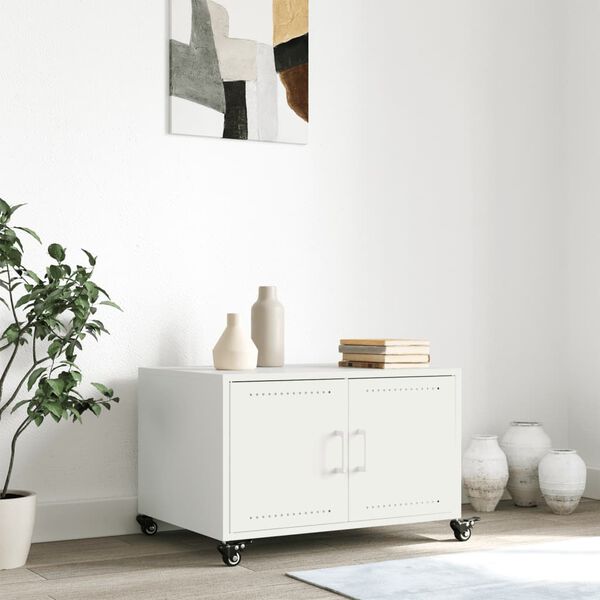 vidaXL Salontafel 68x50x43,5 cm staal wit