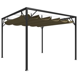 vidaXL Tuinprieel met uittrekbaar dak 180 g/m&sup2; 3x3 m taupe