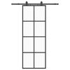 vidaXL Schuifdeur met beslagset 76x205 cm ESG glas zwart