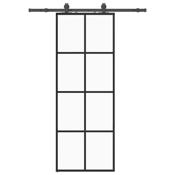 vidaXL Schuifdeur met beslagset 76x205 cm ESG glas zwart