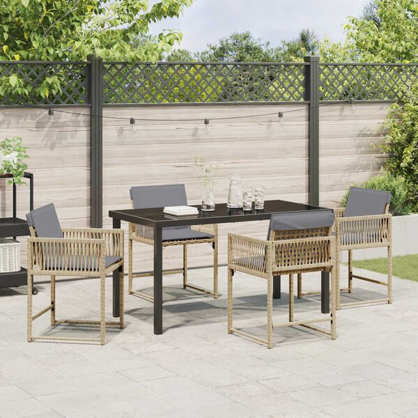 vidaXL Tuin eettafelset 5 pcs Beige poly rattan
