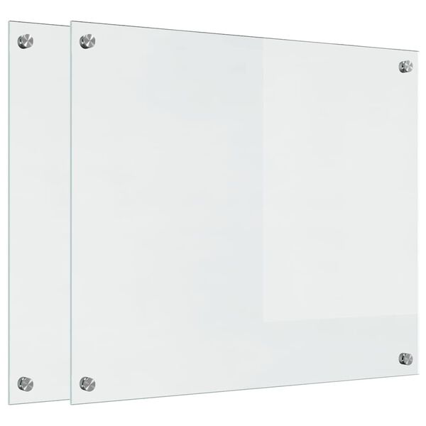vidaXL Keuken Achterwand 2 pcs Doorzichtig 70 x 60 cm gehard glas