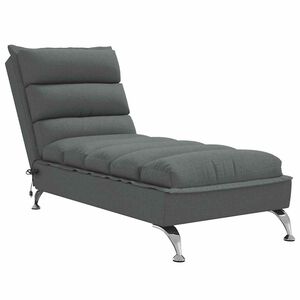 vidaXL Massage chaise longue met kussens stof donkergrijs