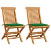 vidaXL Tuinstoelen 2 st met groene kussens massief teakhout