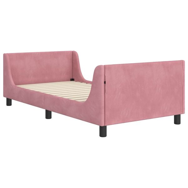 vidaXL Bedframe voor kinderen met hoofdbord Roze 90 x 200 cm Fluweel