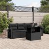 vidaXL 5-delige Loungeset met kussens poly rattan zwart