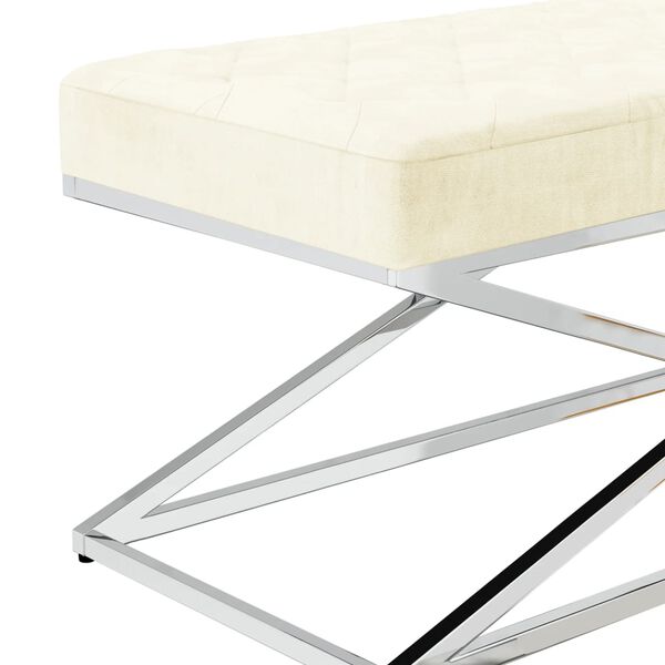 vidaXL Bankje 97 cm fluweel en roestvrij staal cr&egrave;mekleurig