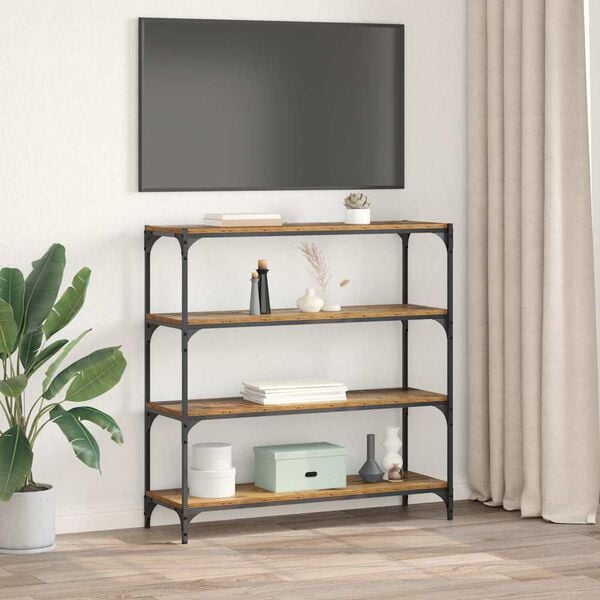 vidaXL Boekenkast Oud Hout 100 x 33 x 100 cm Gemonteerd hout en ijzer