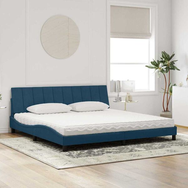 vidaXL Bed met matras "Hanko" fluweel blauw 200x200 cm
