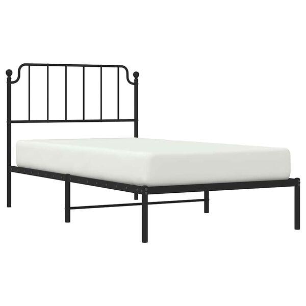vidaXL Bedframe met hoofdbord metaal zwart 100x190 cm