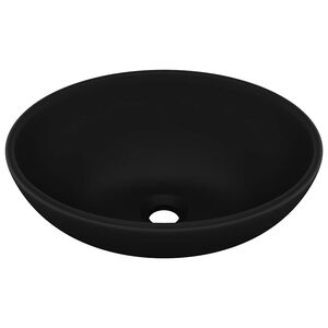 vidaXL Wastafel ovaal 40x33 cm keramiek matzwart
