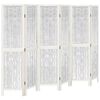 vidaXL Kamerscherm met 6 panelen massief paulowniahout wit