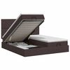 vidaXL Ottoman bed met matras met hoofdeinde 2 st Donkerbruin Stof