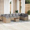 vidaXL Tuinbankenset 11 pcs Beige en Licht Grijs poly rattan