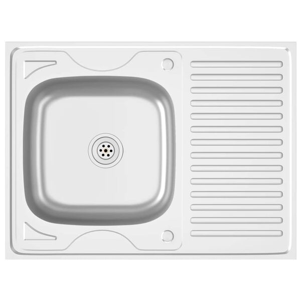 vidaXL Gootsteen met afvoerset 800x600x155 mm roestvrij staal zilver